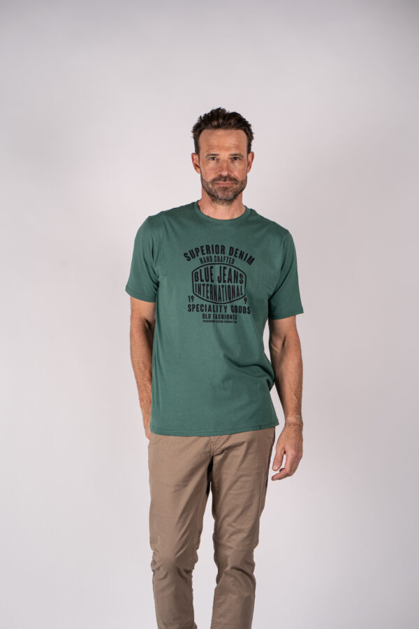 T-SHIRT ΜΕ ΣΤΑΜΠΑ in SMOKE PINE  colour